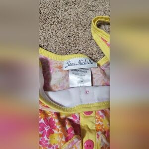 Jona Michelle Floral Dress in Yellow Trim